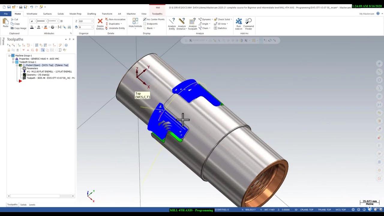 MILL 4 AXIS VMC Programming || Mastercam Training Tutorials 14 || 4AXIS ...