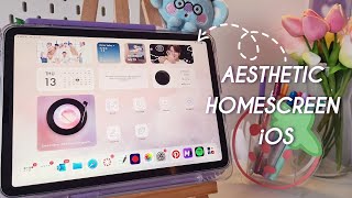 🍓aesthetic iOS homescreen customisation | how to setup ipad homescreen, bts, kpop inspired screenshot 5