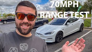 Great Range But Still Could Be More!  2023 Tesla Model S AWD w/21' Wheels 70MPH Highway Range Test