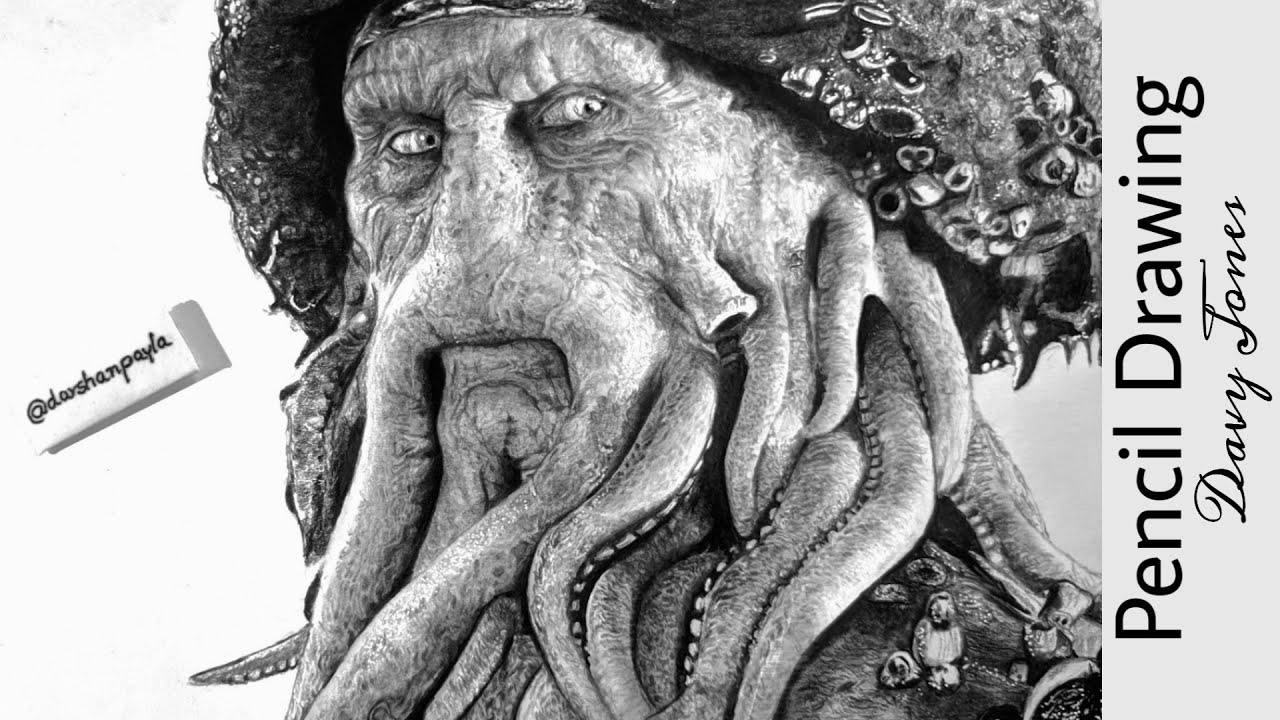 Drawing Portrait of Davy Jones  Pencil Drawing Timelapse  Darshan Payla   YouTube