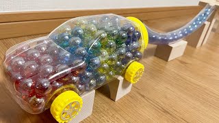 MARBLE RUN RACE ☆ HABA SLOPE & RETRO TRUCK, GARBAGE TRUCK DACIA, VOLSKWAGEN, FORD DACIA, VOLSKWAGEN