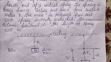 A block of mass M is attached to the lower end of a vertical spring.The spring is hung from a ceili