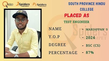 SUCCESS STORY OF QA TEST ENGINEER | QSpiders/Jspiders | Chromepet Chennai