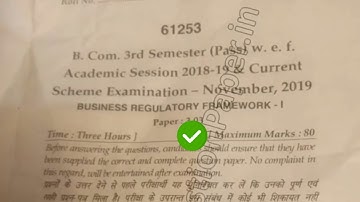 2019 Mdu BCom Pass 3rd Sem Business Regulatory Framework Question Paper