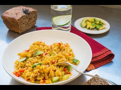 [gourmet-végétarien]-riz-complet-au-safran,-gingembre-et-citron-vert