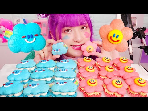 【ASMR】韓国マカロントゥンカロンを食べる?☁️/【Eating Sounds】Korean macaron 뚱카롱,MUKBANG,먹방