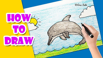 Vẽ cá heo đơn giản - draw a dolphin -  Bé Tập vẽ #vecaheo