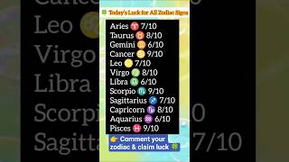 🍀Today’s Luck Score is here!Check your zodiac & comment your sign for good vibes✨#luck #zodiacshorts