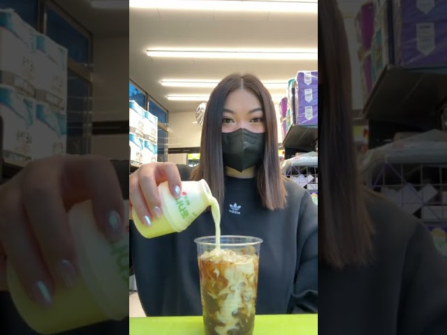 Hazelnut coffee & banana milk ice cup at a Korean convenience store ☕️🍌🧊 class=