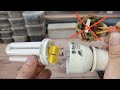 Cách làm đèn compact sáng ko cần mạch - how to make compact light bulb bright