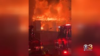 Cell Phone Video Captures As Fire Rips Through Building In Bucks County