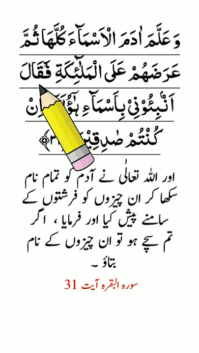 learn Quran With Urdu translation| Surah Baqarah Ayat Number 31 #surahbaqarah
