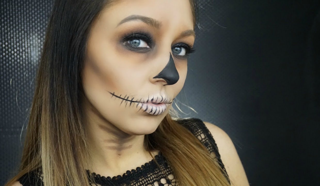 E1 Easy Halloween Skull Makeup Tutorial YouTube