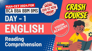 English Reading Comprehension | Day 1 | MAH CET 2024 for BCA BBA BMS BBM 🚀 FREE Crash Course