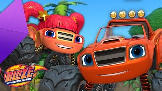 Blaze Uses Blazing Speed & Teamwork  w/ Sparkle & AJ | Blaze and the Monster Machines