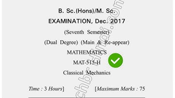 2017 Dcrust MSc Mathematics 7th Sem Classical Mechanics Question Paper