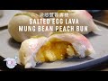 Salted Egg Lava with Mung Bean Peach Bun (aka Longevity Bao) Recipe (流芯荳蓉夀桃) with Papa Fung