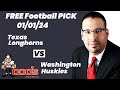 Free Football Pick Texas Longhorns vs Washington Huskies Prediction, 1/1/2024 College Football