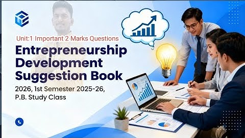 Bcom 1st Semester Entrepreneurship Development Suggestion 2026||B.Com 1st year ED Suggestion CU