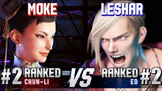 SF6 ▰ MOKE (#2 Ranked Chun-Li) vs LESHAR (#2 Ranked Ed) ▰ Ranked Matches