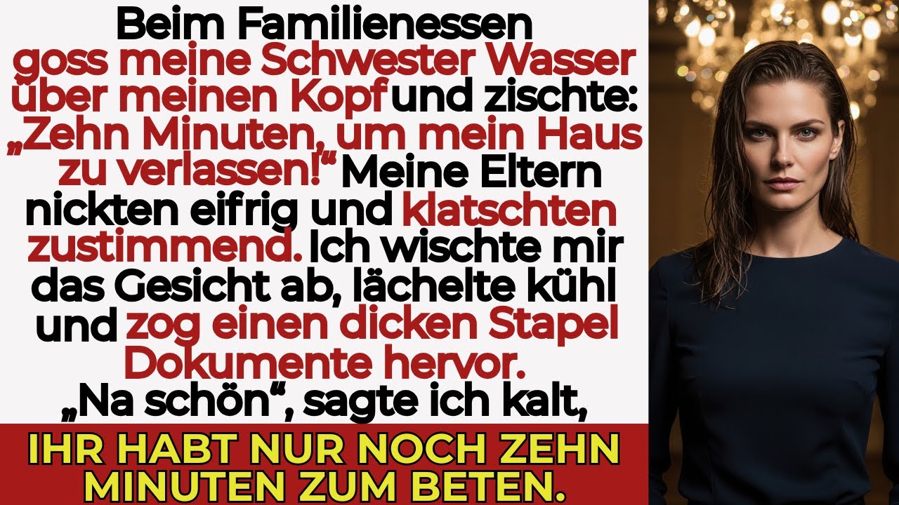 Beim Familienessen schrie sie: „10 Minuten, dann bist du weg“ — und kippte Wasser auf mich