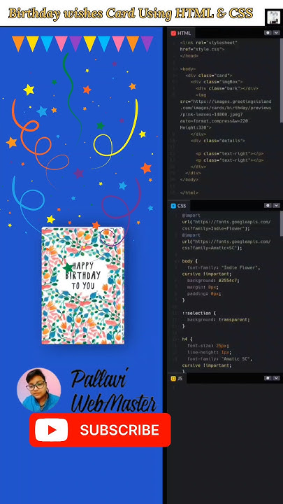 Birthday Wishes Card Using HTML & CSS || #birthdaycelebration #htmlcss ...