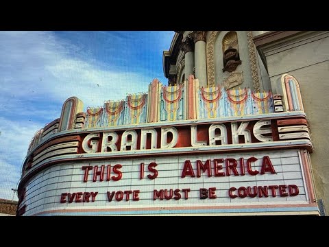 Rep. Barbara Lee Promotes Oakland Grand Lake Theater Marquee Message “Every Vote Must Be Counted”