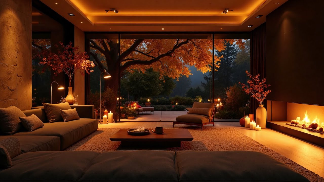 🍂 Rain, Fire & Calm Night | Cozy Cabin Ambience for Deep Sleep & Stress Relief