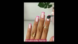 unhas Francesinha Barbie #viralvideo #nails #unhasecores #nailart #youtubeshorts #barbie #unhas