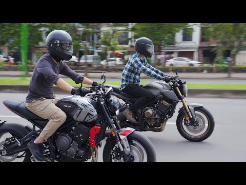 Video Triumph Trident 660 vs. Honda CB650R: tưởng là Trident... - youtube