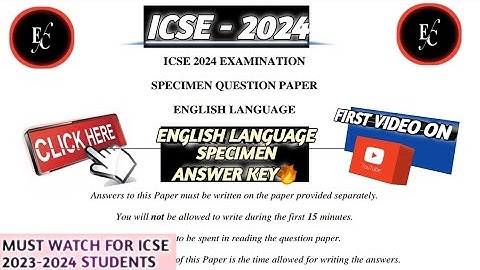 ICSE 10 2024 English Language Specimen Paper Answer Key