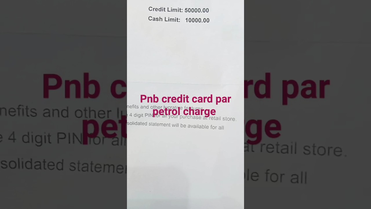 credit card par petrol charge by pnb Bank