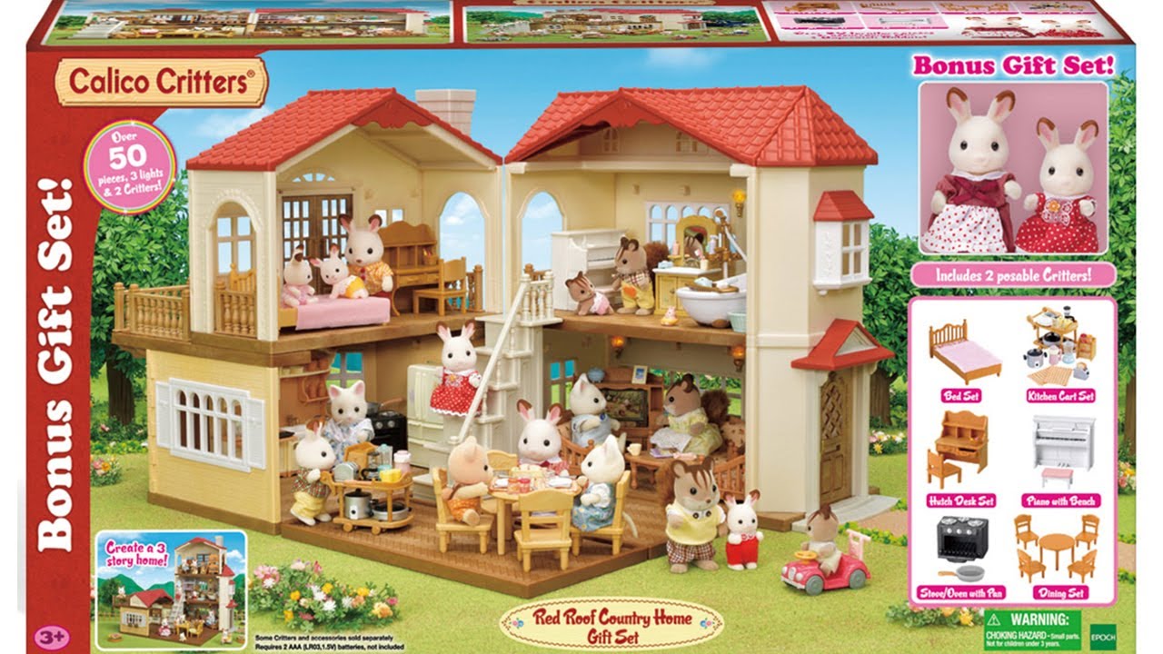 CALICO CRITTERS Microwave Cabinet Set Doll House Furniture Toy Cool Fun Cute  Min