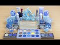 BLUE SLIME Mixing makeup and glitter into Clear Slime Satisfying Slime Videos