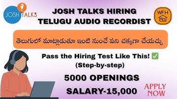 JOSH TALKS HIRING TELUGU AUDIO RECORDIST 2025| WORKFROMHOME |TELUGU JOBS#latestjobs2025 #remotejobs
