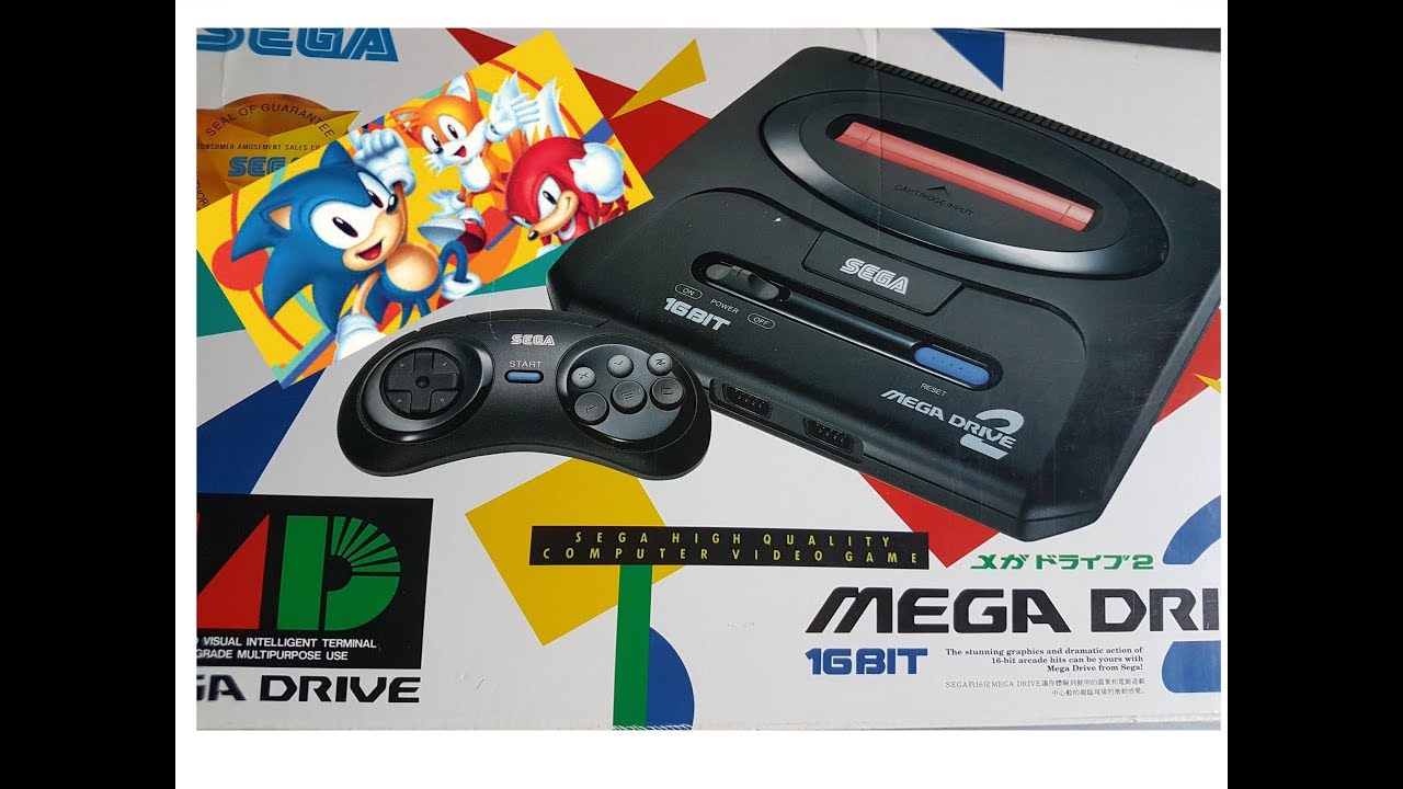 Sega Mega Drive 1 Japonês Suporte Sega CD Completo 2 Cartuchos