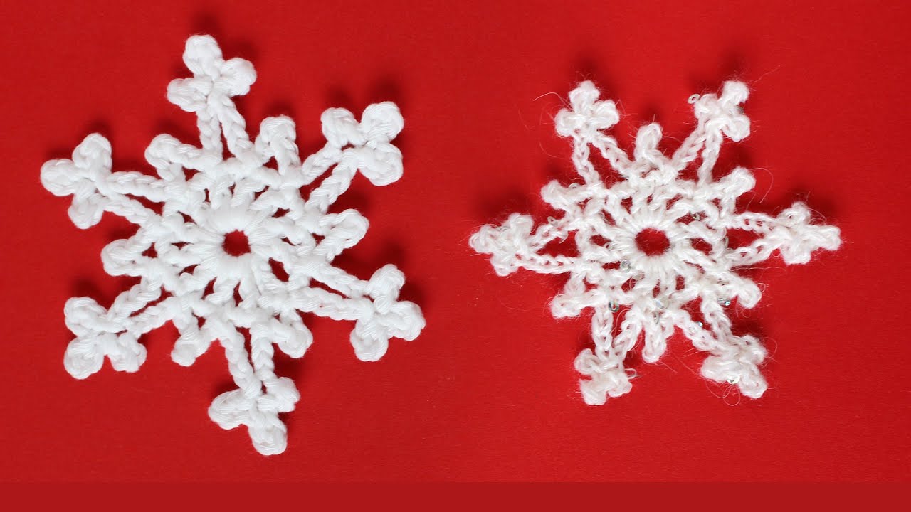Easy 2-row crochet snowflake tutorial - YouTube