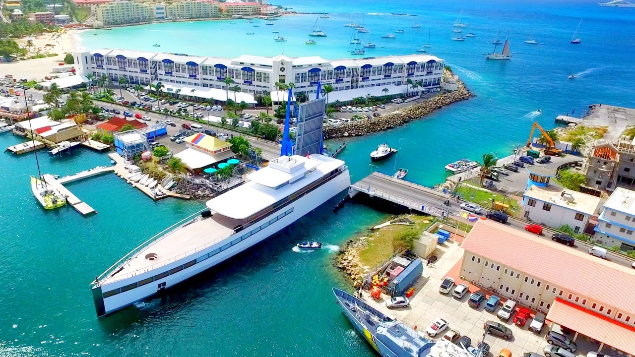 Steve Job's MEGAYACHT "VENUS" ~ FULL 360 Aerial View ~ Simpson Bay Bridge, St Maarten, SXM