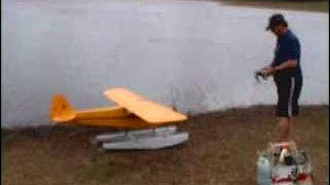 1/4 scale Piper Cub on floats crash