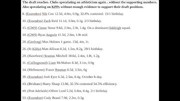 The draft reaches of the 2020 AFL Draft.