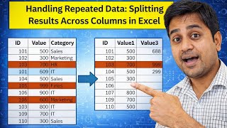 How to Handle Repeated Data Splitting Results Across Columns in Excel @Deepak_Xlearnic