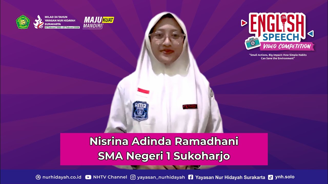 Nisrina Adinda Ramadhani -  SMA Negeri 1 Sukoharjo | English Speech Video Competition