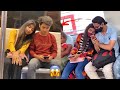 Sleeping on strangers in the metro prank   sleeping prank on boys  pihu mad girl