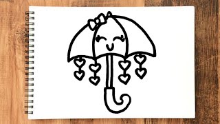 How To Draw An Umbrella Step By Step For Kids And Beginners | Umbrella Drawing Tutorial