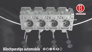 Automobile engine assembly process, many auto repair workers who are apprentices in auto repair