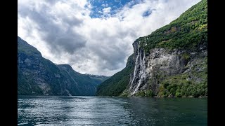 Norway, Geirangerfjord rib boat tour, waterfalls. HD handheld video compilation, summer 2023. windy!