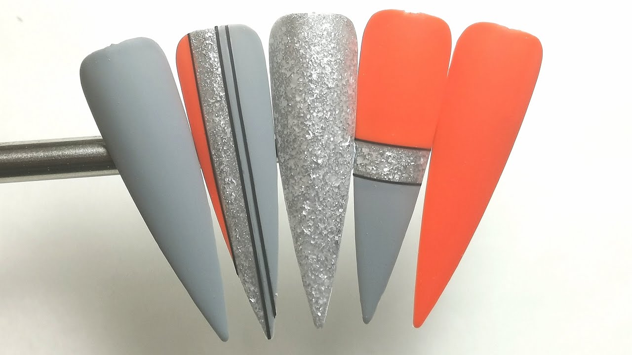 ДИЗАЙН НОГТЕЙ: Оранжево-серый дизайн ногтей на Pinterest