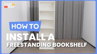 How to Install the Freestanding Bookshelf with Open Shelves and 2 Drawers | CB10442 #costway #howto