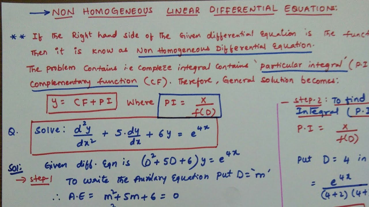 Problem On Non Homogeneous Linear Differential Equation M4 Youtube