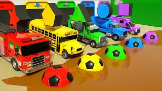 Wheels on the Bus | Shapes and Soccer Balls instead of wheels | Learn Colors | Baby Nursery Rhymes
